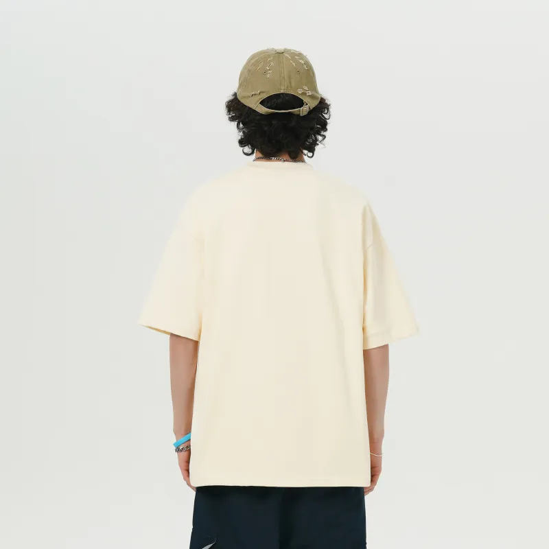 FAVEPOP Loose Fit Casual 100% Cotton Off The Shoulder Crew Neck Short Sleeved T Shirts Unisex-27