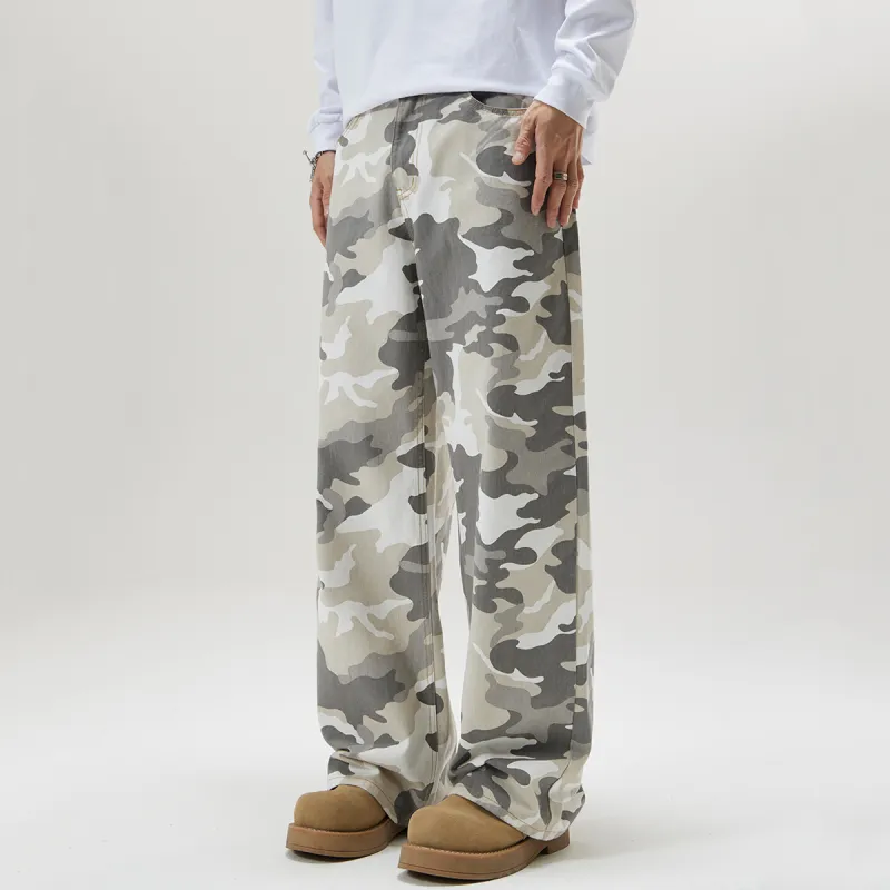 FAVEPOP Jeans Unisex Gray And White Camouflage-3