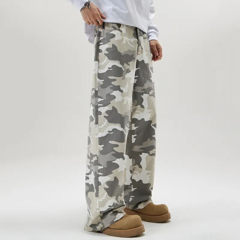 FAVEPOP Jeans Unisex Gray And White Camouflage-5