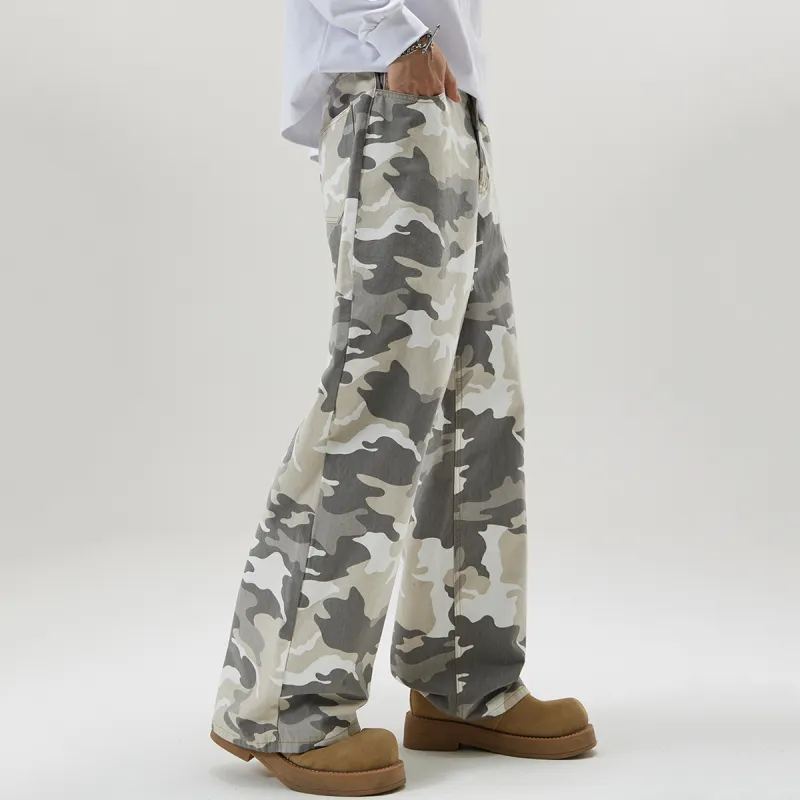 FAVEPOP Jeans Unisex Gray And White Camouflage-4
