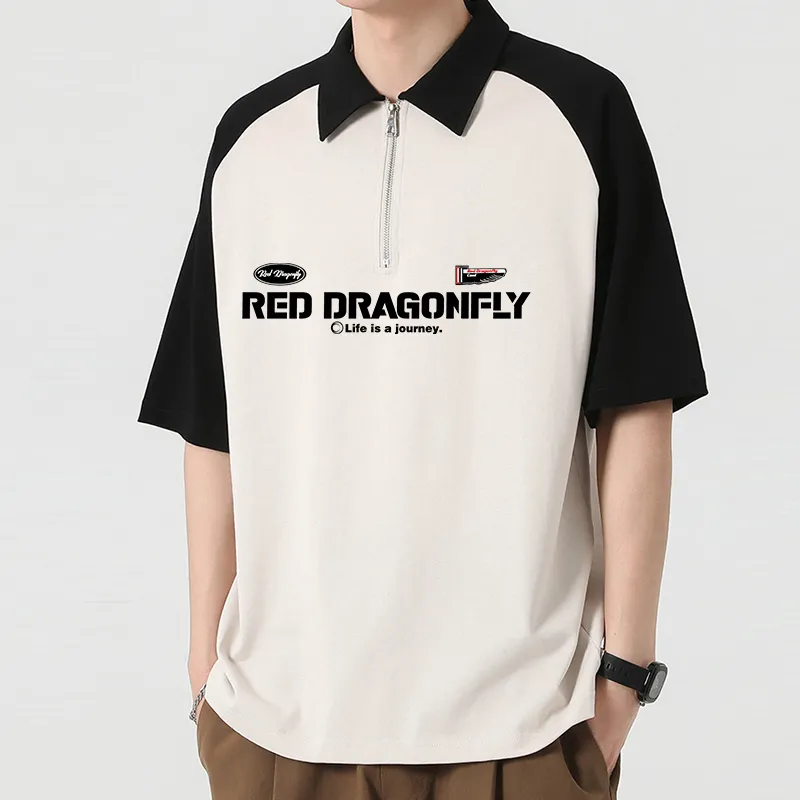 RED DRAGONFLY Short Sleeve Polo Shirts Unisex-2