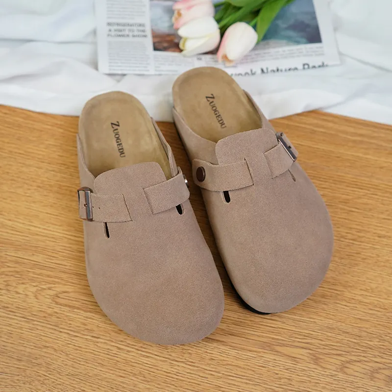 Zuogedu Abrasion Resistant Slip Resistant Closed Toe Slippers Unisex Mud Color-1