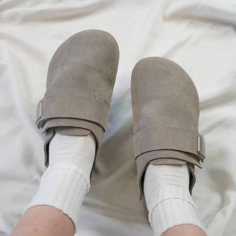 Zuogedu Abrasion Resistant Slip Resistant Closed Toe Slippers Unisex Gray-2