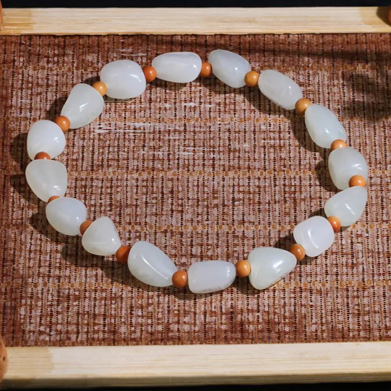 GANGCUI Olive Hetian Jade Bracelet White Jade Unisex-3
