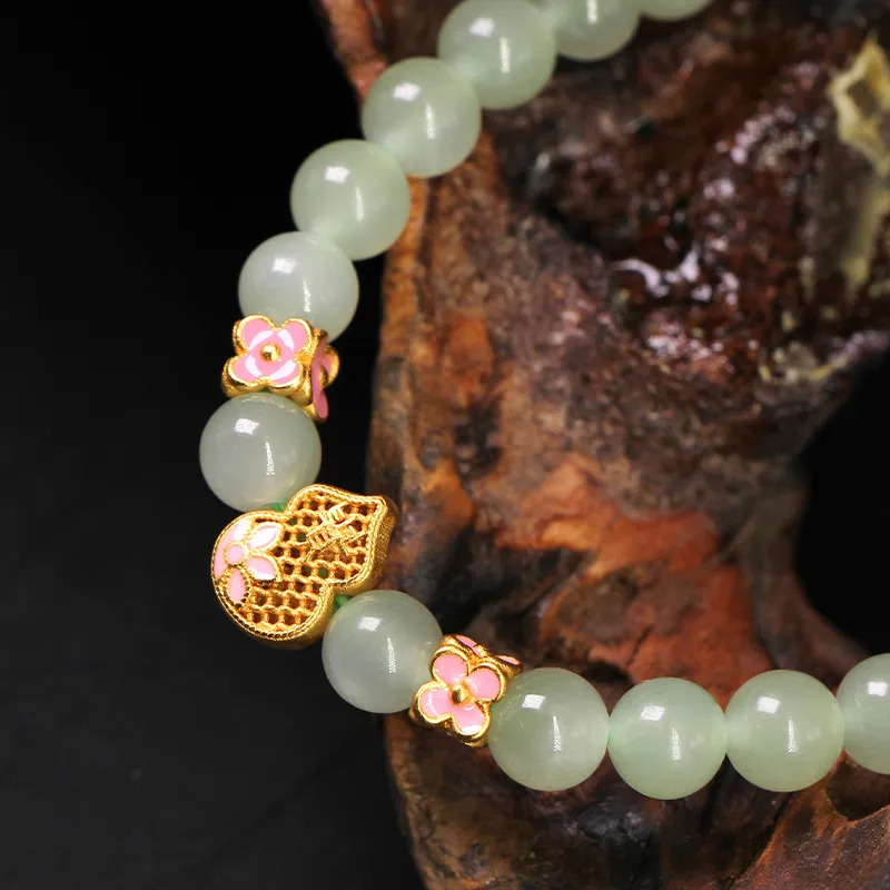GANGCUI Bracelets Pale Greenish White Jade Unisex-2