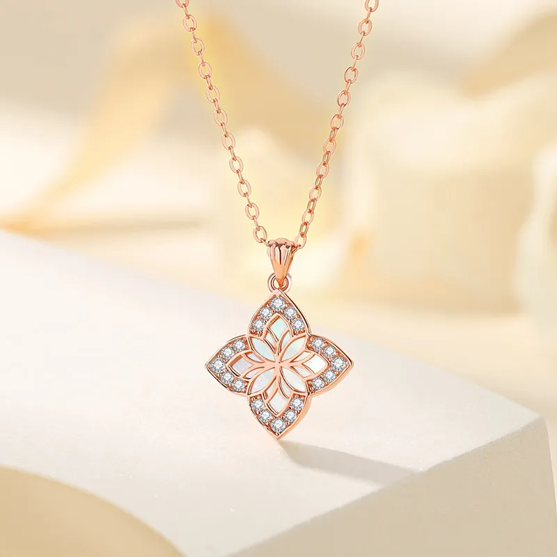 Lockstarfy Mother Of Pearl Necklaces Women's Rose Gold/Silver-2