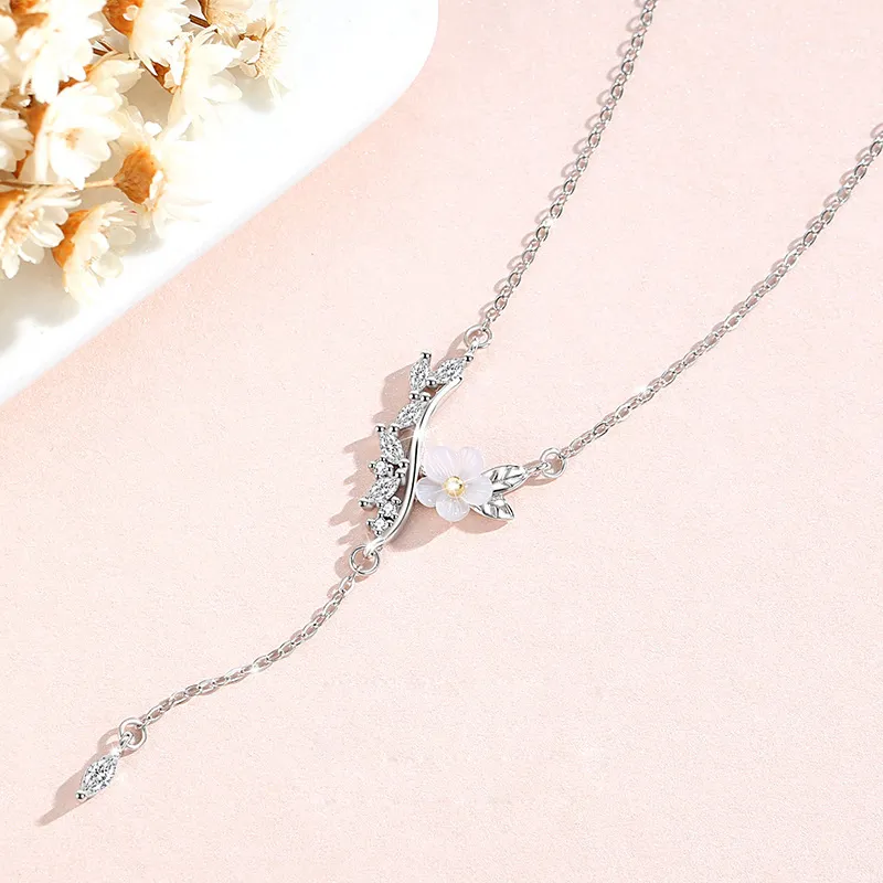 Lockstarfy 925 Sterling Silver Mother Of Pearl Collarbone Chain Women's-4