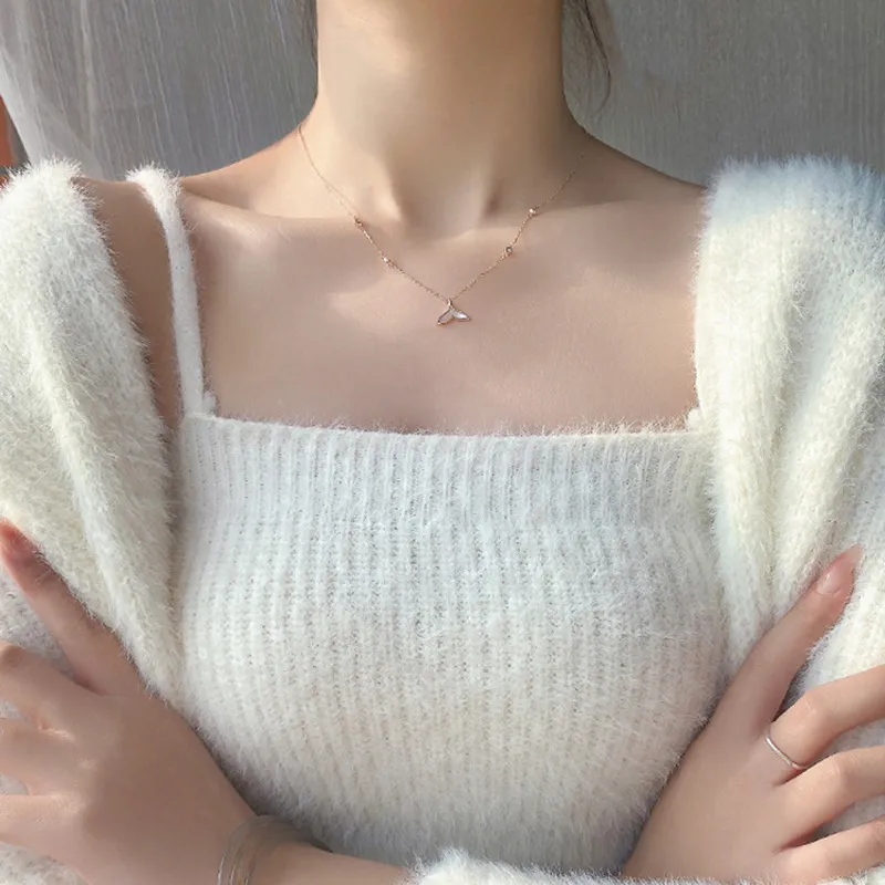 Lockstarfy Mother Of Pearl Necklaces Women's Silver-1