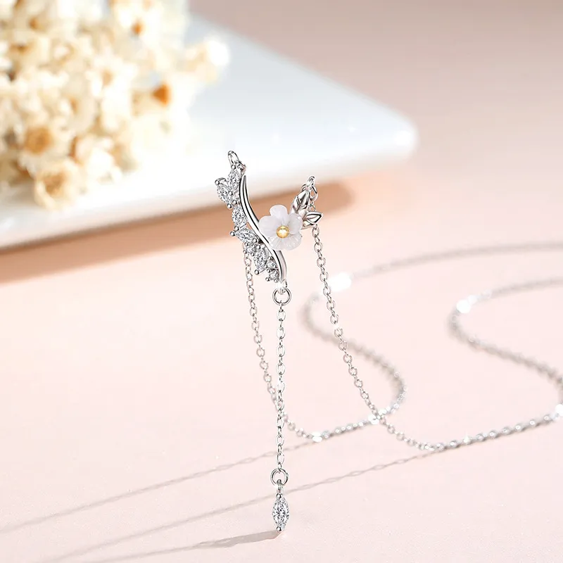 Lockstarfy 925 Sterling Silver Mother Of Pearl Collarbone Chain Women's-3