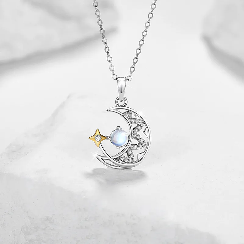 Lockstarfy 925 Sterling Silver Glass Stone Necklaces Women's-3