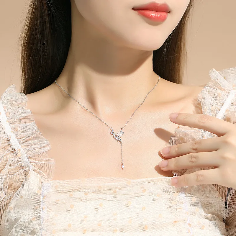 Lockstarfy 925 Sterling Silver Mother Of Pearl Collarbone Chain Women's-1
