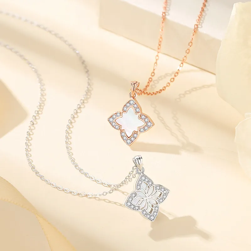 Lockstarfy Mother Of Pearl Necklaces Women's Rose Gold/Silver-3