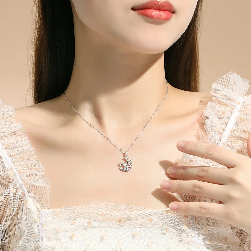 Lockstarfy 925 Sterling Silver Glass Stone Necklaces Women's-1