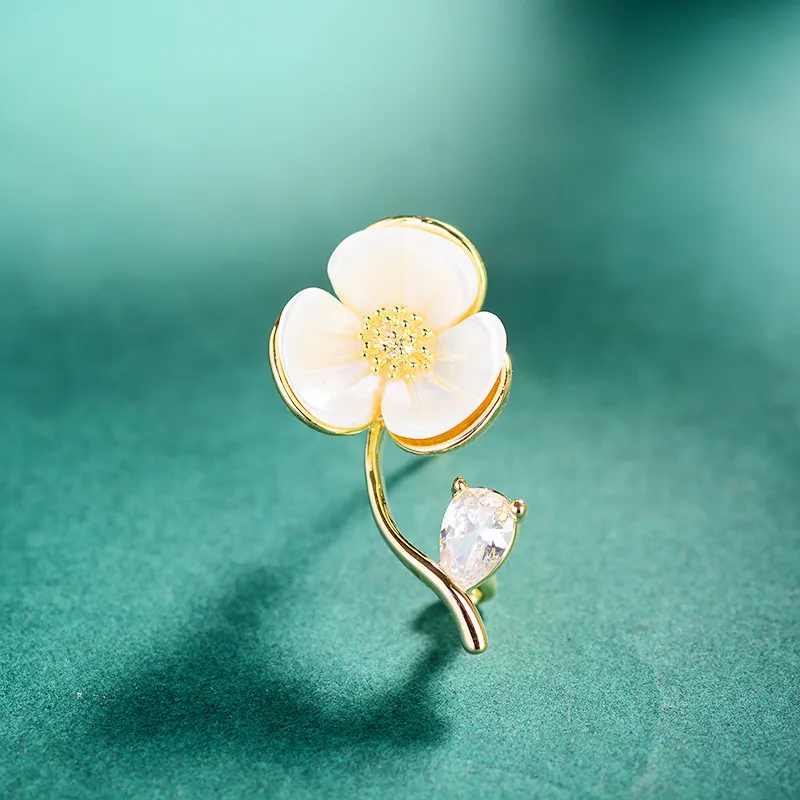 Lockstarfy Mother Of Pearl Floral Brooch Women's-4