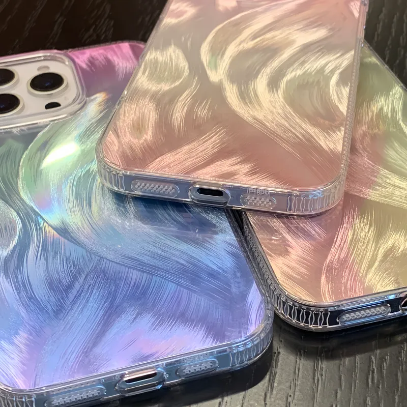 Koman ABS+PC Material Multicolor Feather Yarn Phone Cases Compatible With Apple IPhone 12/13/14/15/16/Pro/Mac-17
