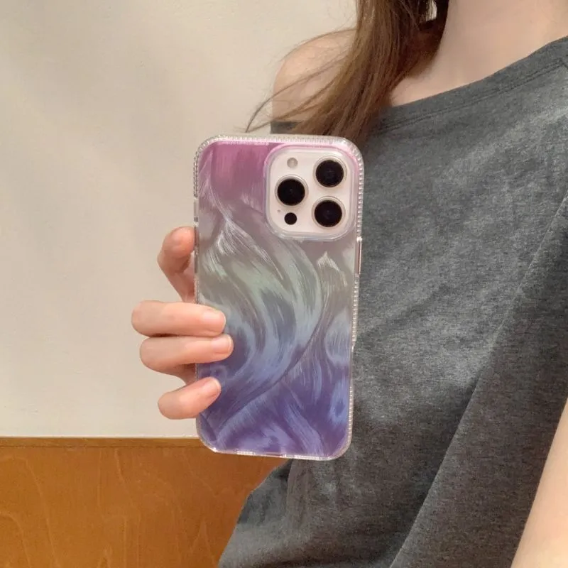 Koman ABS+PC Material Multicolor Feather Yarn Phone Cases Compatible With Apple IPhone 12/13/14/15/16/Pro/Mac-9