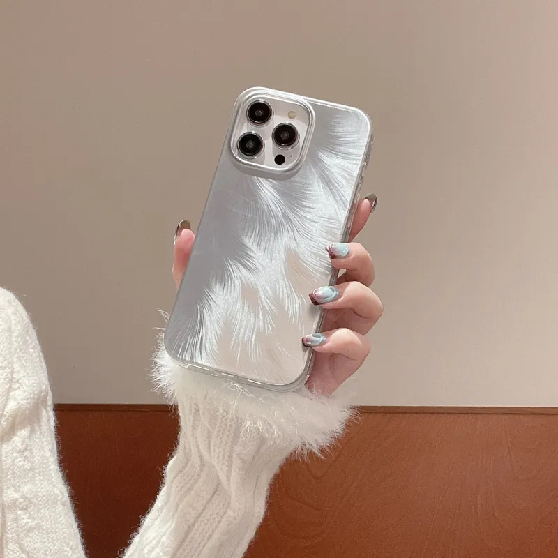 Koman ABS+PC Material Summer Fresh Iridescent Feather Phone Cases Suitable For Apple IPhone 12/13/14/15/Pro/Ma-4