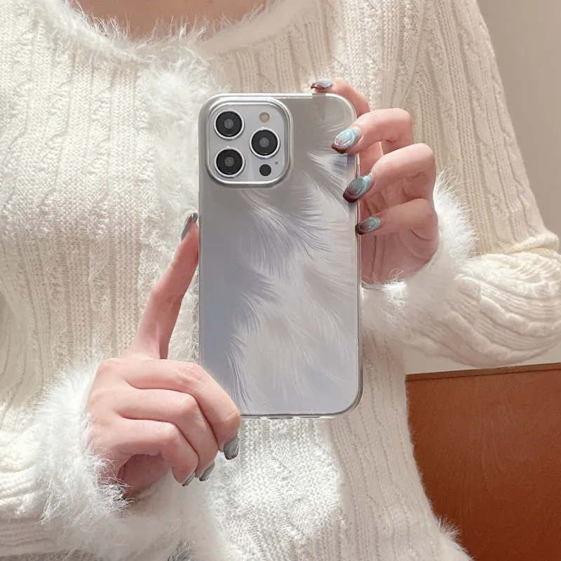 Koman ABS+PC Material Summer Fresh Iridescent Feather Phone Cases Suitable For Apple IPhone 12/13/14/15/Pro/Ma-2