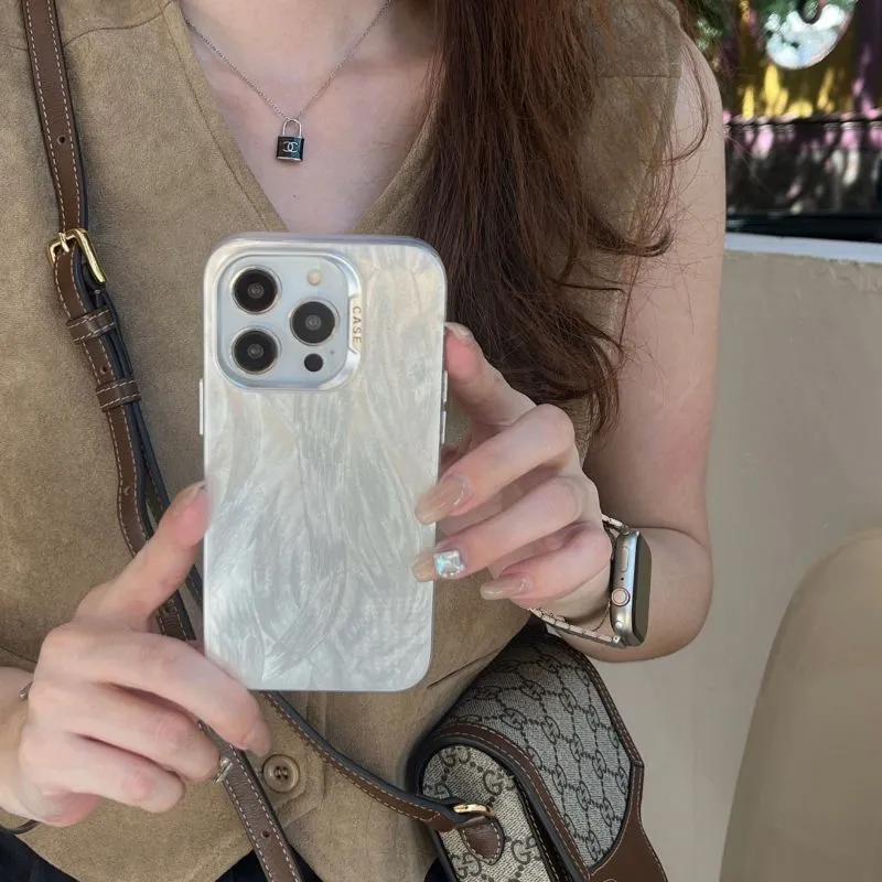 Koman ABS+PC Material Multicolor Feather Yarn Phone Cases Compatible With Apple IPhone 12/13/14/15/16/Pro/Mac-3
