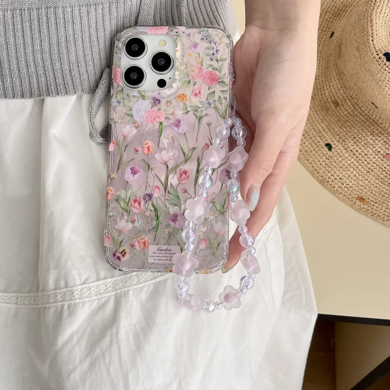 Koman TPU Material Summer Fresh Glitter Spiral Tulip Phone Cases Compatible With Apple IPhone 12/13/14/15/16/Pro/Mac-3