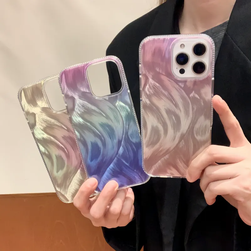 Koman ABS+PC Material Multicolor Feather Yarn Phone Cases Compatible With Apple IPhone 12/13/14/15/16/Pro/Mac-11