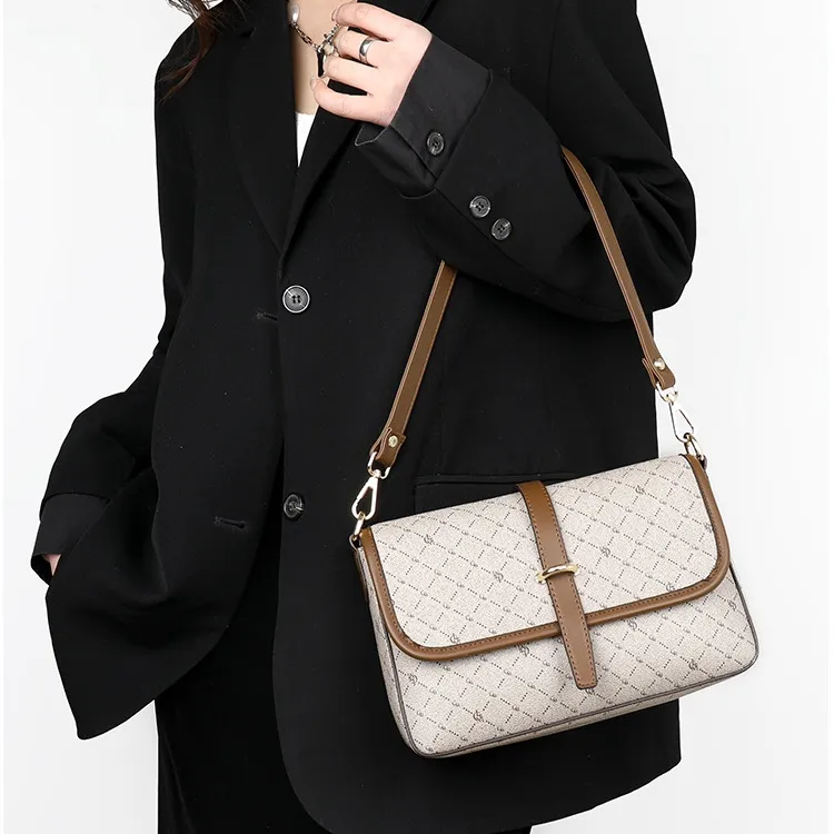 JIEXINI PVC Shoulder Bag, Crossbody Bag Regular Women's Coffee/Khaki/Letter-1