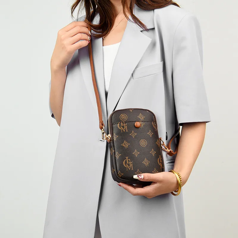 JIEXINI PVC Cell Phone Pouch Women's Shoulder Bag Crossbody Bag Regular Women's Letter/Coffee/Khaki/Houndstooth-3