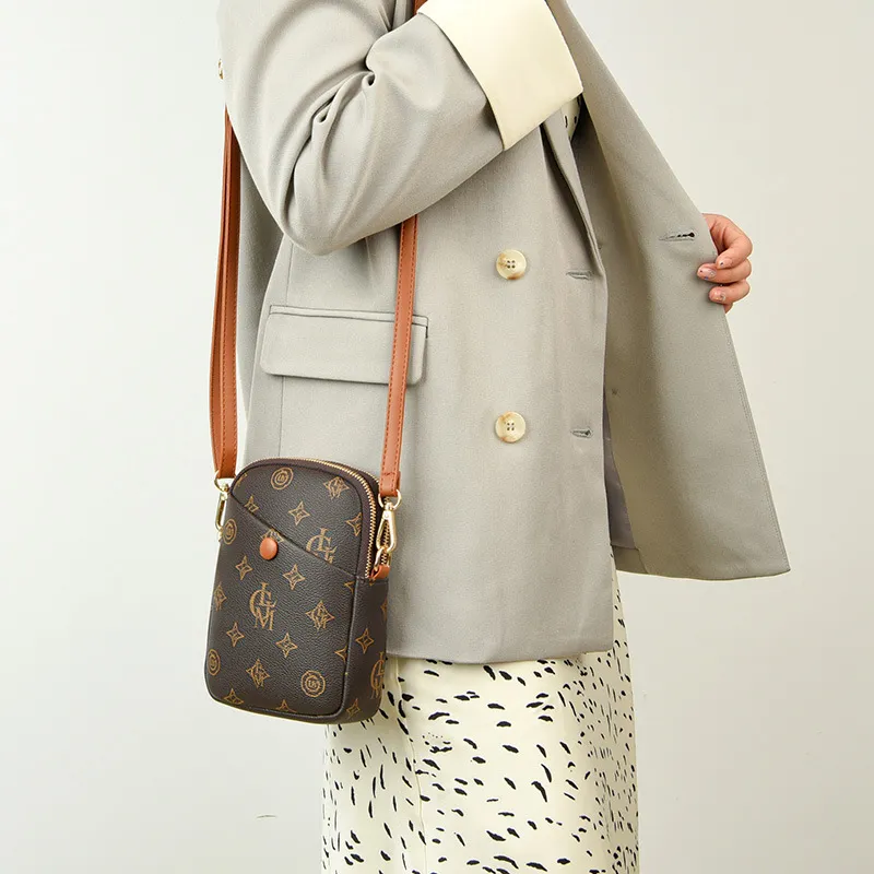 JIEXINI High quality Fabric Shoulder Bag Crossbody Bag Regular Women's Letter/Khaki/Coffee/Houndstooth-2