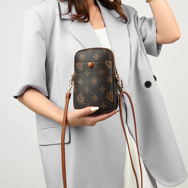JIEXINI PVC Cell Phone Pouch Women's Shoulder Bag Crossbody Bag Regular Women's Letter/Coffee/Khaki/Houndstooth-2