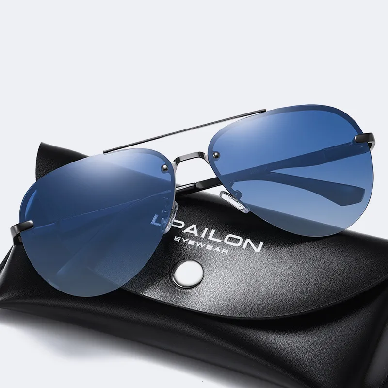 Thunder Pailong Alloy Aviator Sunglasses Unisex Black/Gray-3