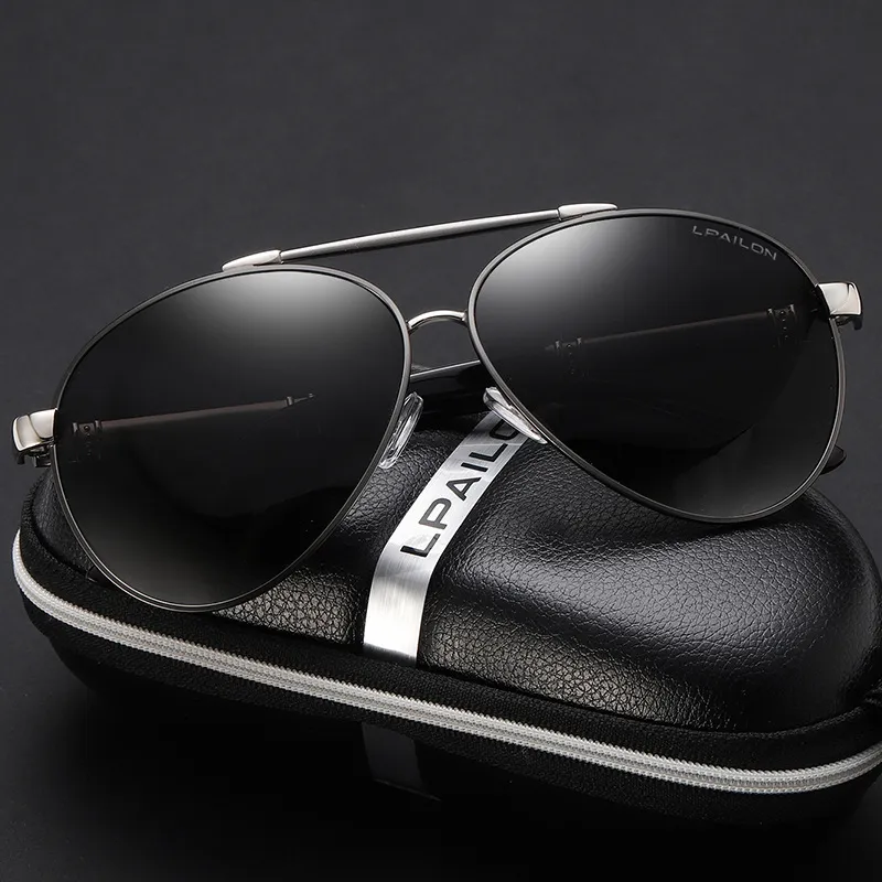 Thunder Pailong Alloy Aviator Sunglasses Men's Black, Silver, Gold-7