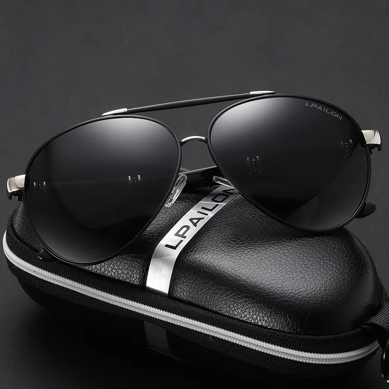 Thunder Pailong Alloy Aviator Sunglasses Men's Black, Silver, Gold-3