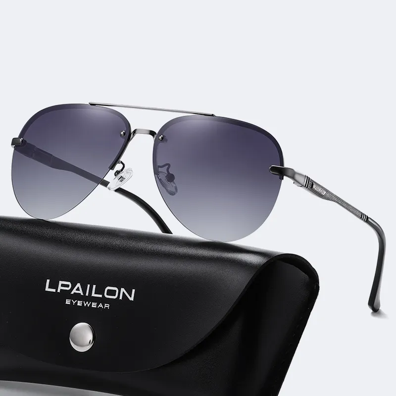 Thunder Pailong Alloy Aviator Sunglasses Unisex Black/Gray-6