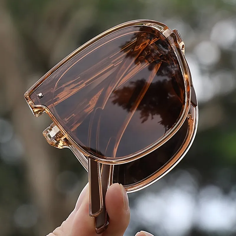 Thunder Pailong TR/Memory Plastic Square Sunglasses Unisex Black, Tea Brown-2