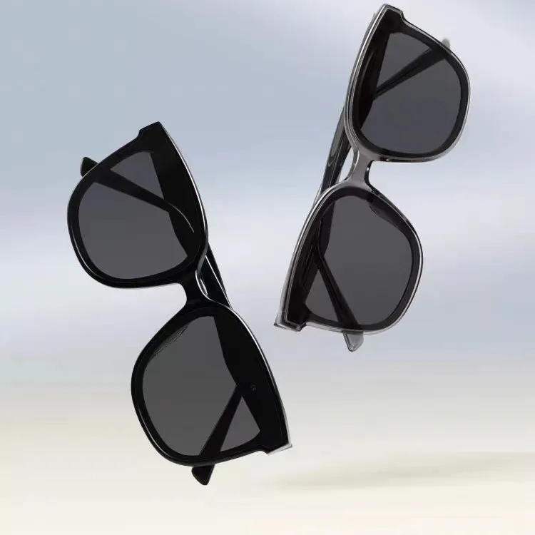 Thunder Pailong Plate Frame Square Sunglasses Unisex Black/Transparent Gray-1