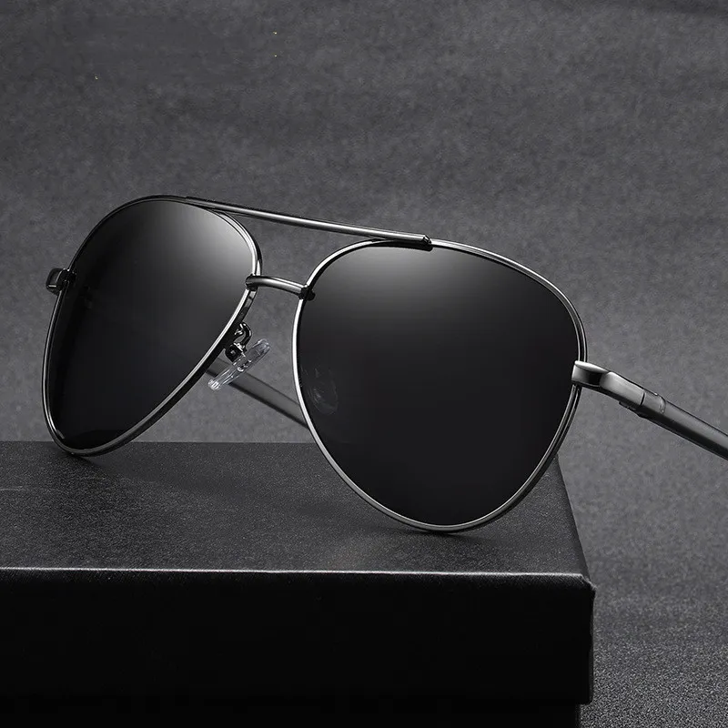 Thunder Pailong Metal Aviator Sunglasses Men's Black/Gold/Gray-3
