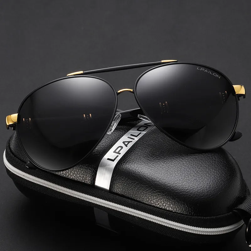 Thunder Pailong Alloy Aviator Sunglasses Men's Black, Silver, Gold-1