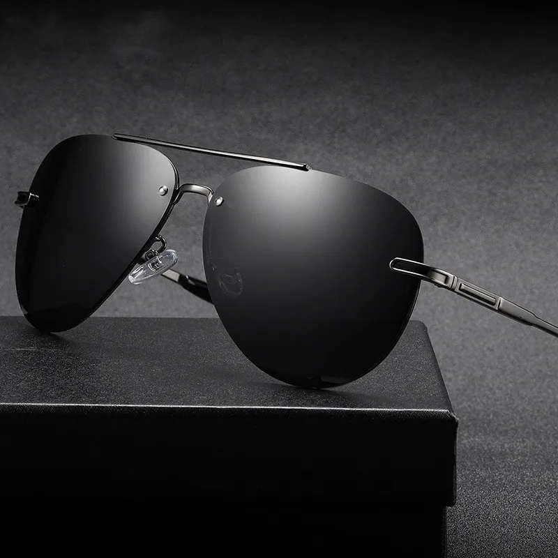 Thunder Pailong Alloy Aviator Sunglasses Unisex Black/Gray/Gold-1