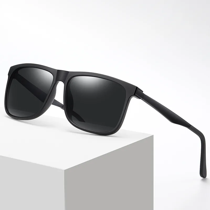 Thunder Pailong Alloy Aluminum Magnesium Alloy Square Sunglasses Unisex Black-1