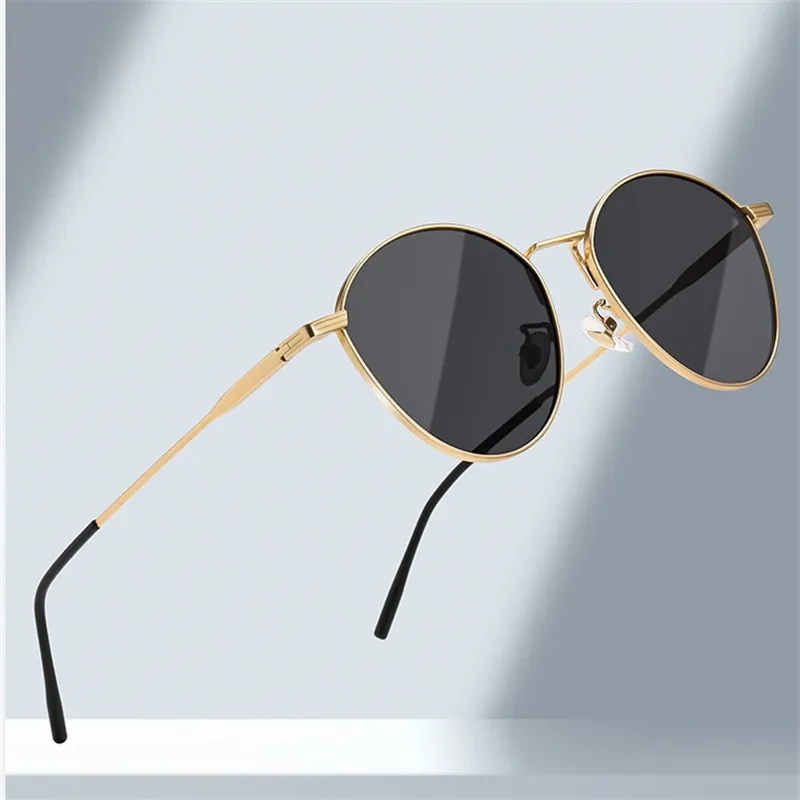 Thunder Pailong Metal Round Sunglasses Women's Black, Silver, Gold-4