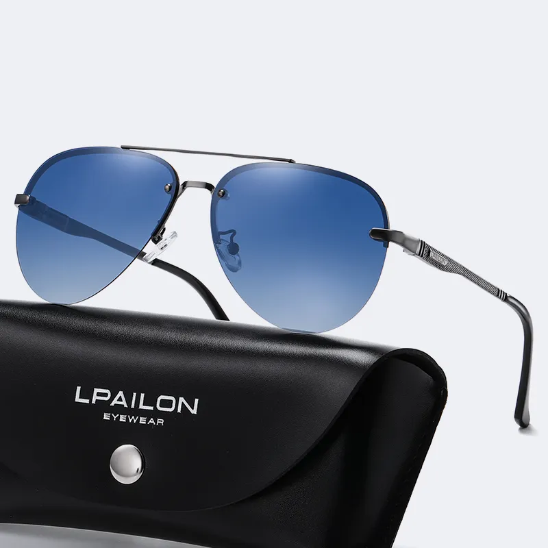 Thunder Pailong Alloy Aviator Sunglasses Unisex Black/Gray-4