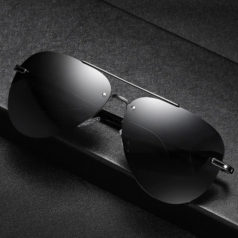 Thunder Pailong Alloy Aviator Sunglasses Unisex Black/Gray/Gold-4