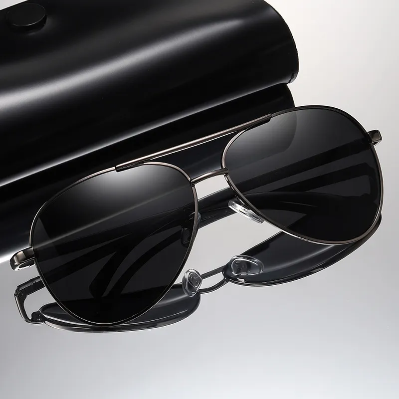 Thunder Pailong Metal Aviator Sunglasses Men's Black/Gold/Gray-1