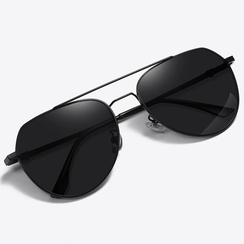 Thunder Pailong Alloy Aviator Sunglasses Unisex Black Gray Gold-1