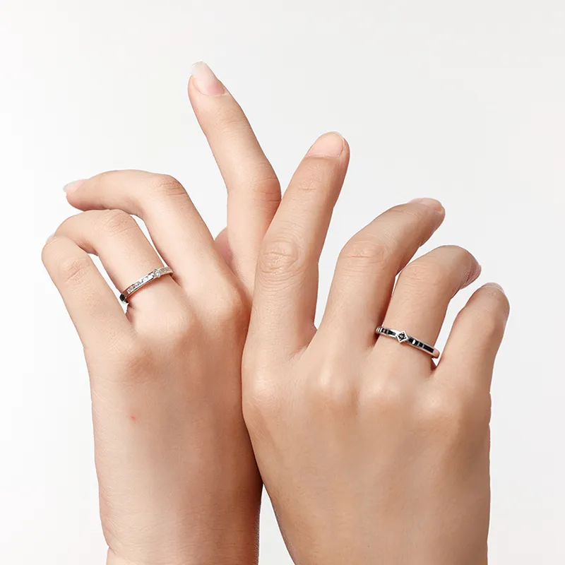 I Do&Co. 925 Sterling Silver Zirconia Rings Unisex-5