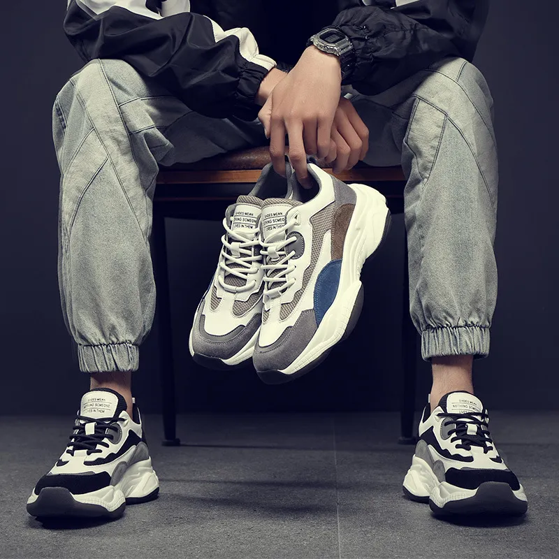 Rummaden Slip Resistant Cushioning Wear Resistant Breathable Low Top Chunky Sneakers Men's-5
