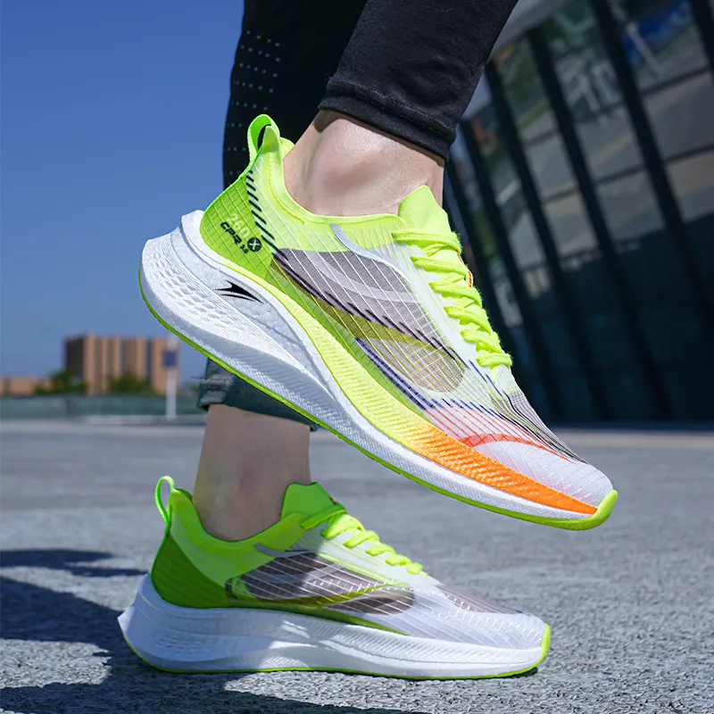 Kinglake Rebound Lightweight Low Top Running Shoes Unisex White Green-5