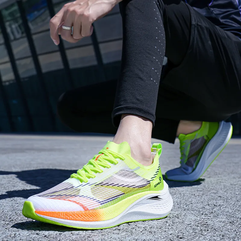 Kinglake Rebound Lightweight Low Top Running Shoes Unisex White Green-3