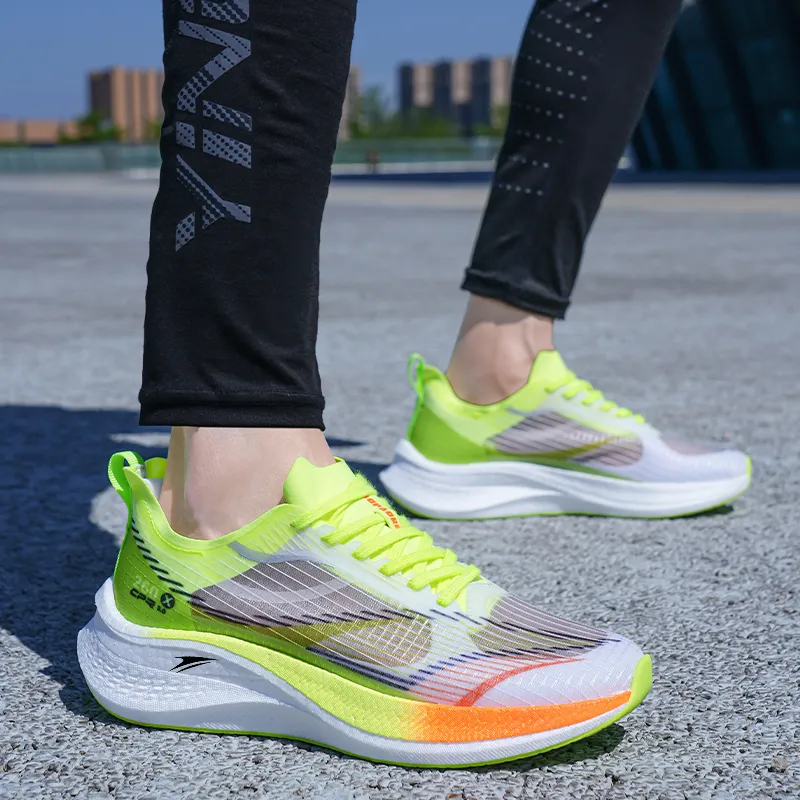 Kinglake Rebound Lightweight Low Top Running Shoes Unisex White Green-7
