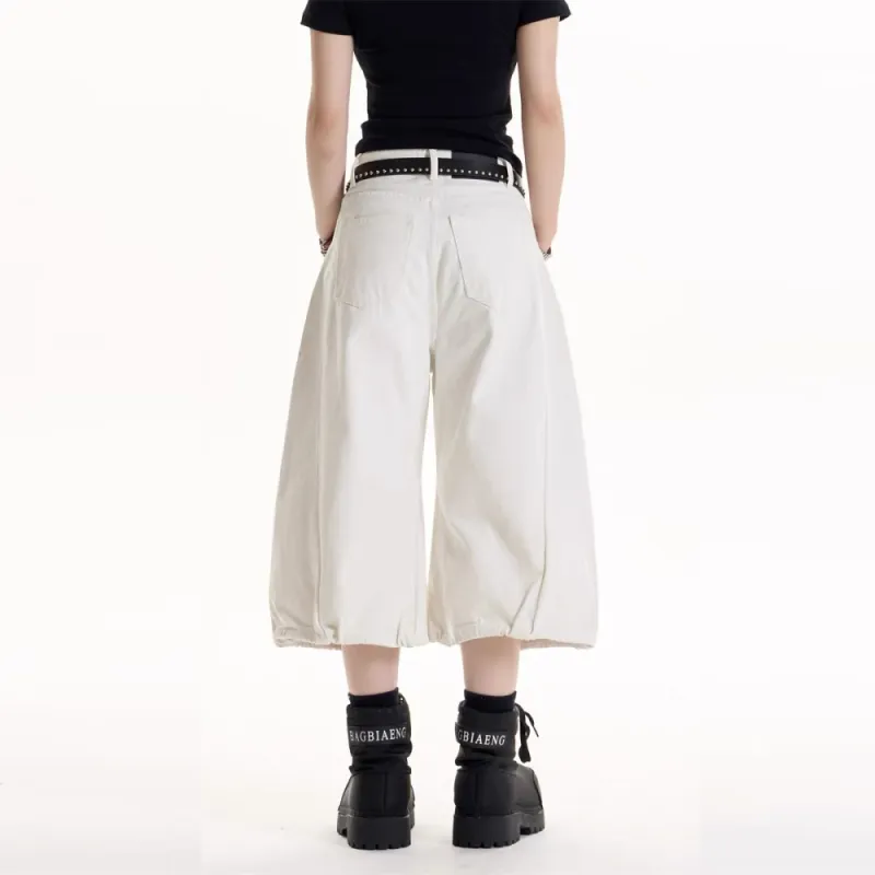 GBXM Denim Shorts Unisex Symplocaceae White-7